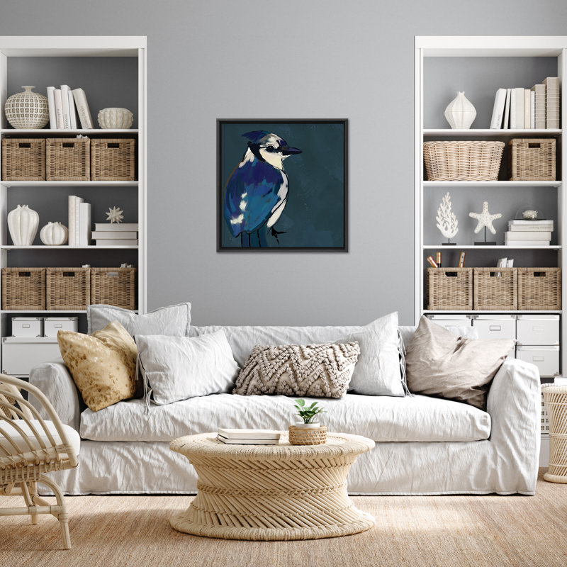 Nature Inspired Azure Aviary, 16" H x 16" W, Black, Floated Framed Canvas