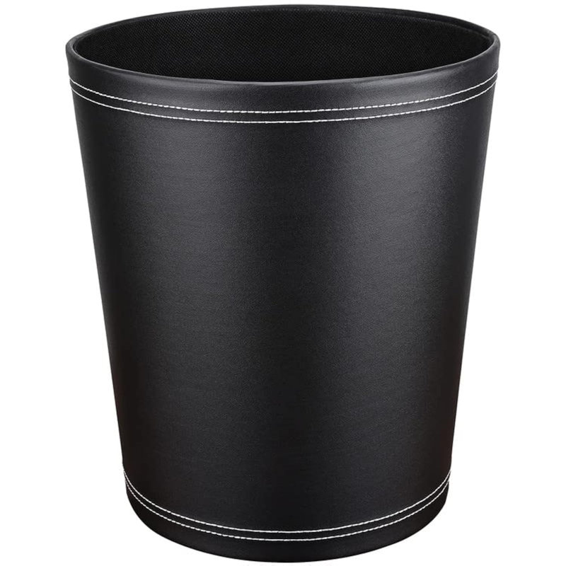 Poubelle de salle de bain Pu en cuir noir 2,6 gallons