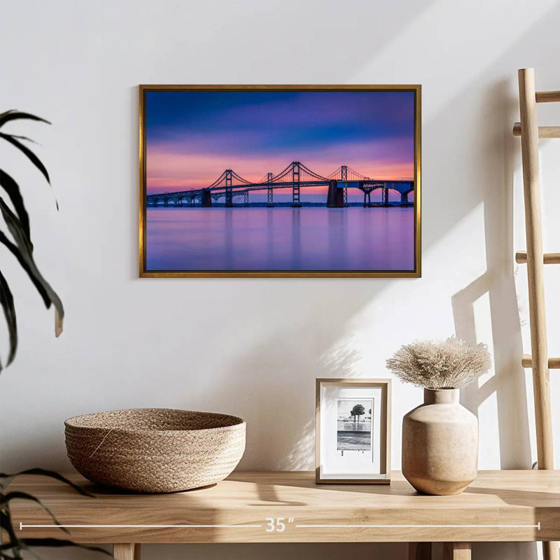 Majestic Chesapeake Bay Bridge, 19" X 13", Floating Frame Gold