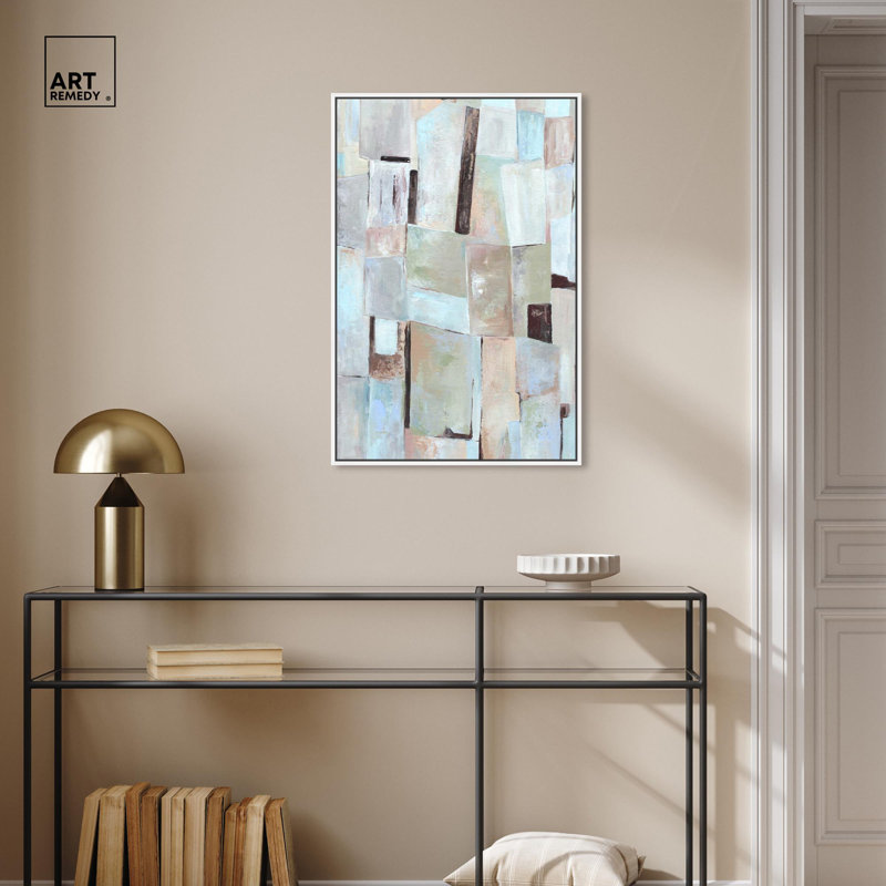 Toile moderne Art Remedy Midcentury, lignes croisées, Cadre flottant blanc, H 16 po x l 11 po