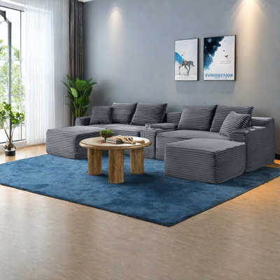 Canapés modulaires multifonctionnels en velours côtelé avec USB, canapé de salon moderne