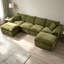 Canapé d'angle modulaire en forme de U Cloud de 330 cm, canapé 6 places en chenille avec 2 poufs amovibles, structure en mousse et ressorts, assise profonde avec coussins pour salon ou appartement, vert-1764982464