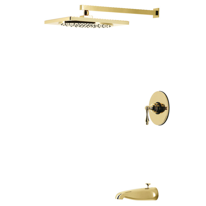 Robinet de baignoire et douche à pression équilibrée Kingston, Polished Brass