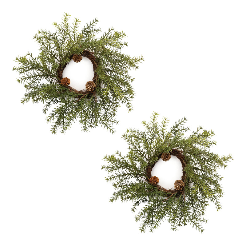 Couronne de pin d'hiver (ensemble de 2)