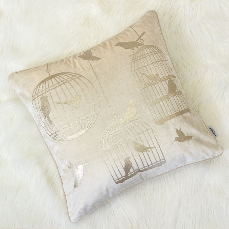  Coussin en velours Bird Cage, Ivoire