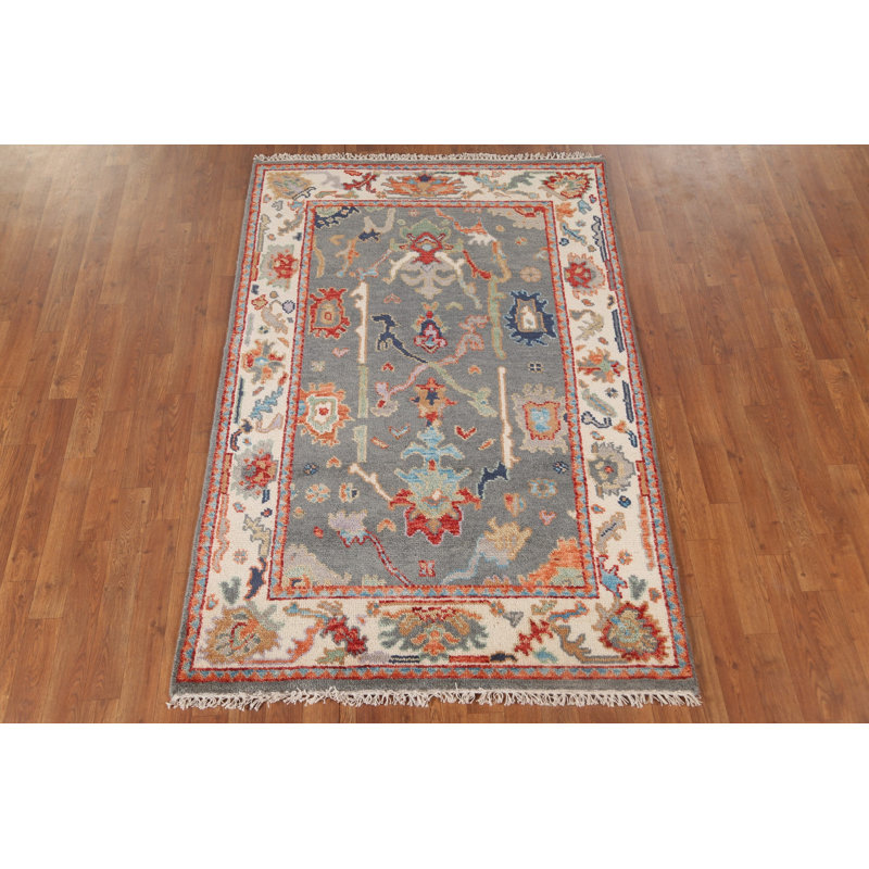 Tapis oriental fait à la main gris Oushak 4 x 6