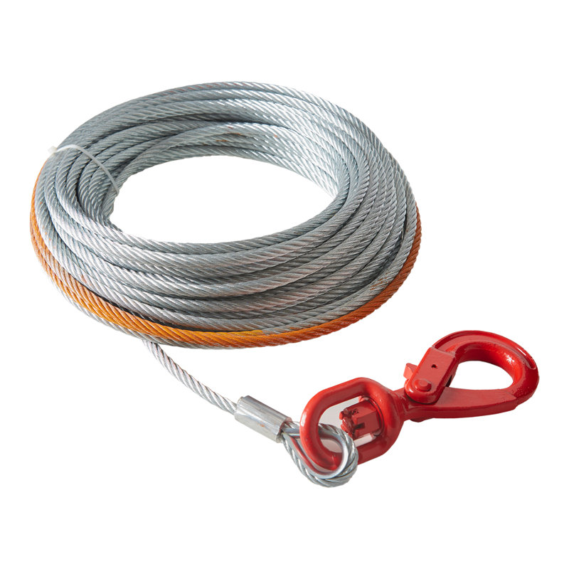 Câble de treuil en acier galvanisé, 3/8 po x 75 pi, résistance de rupture de 15 200 lb
