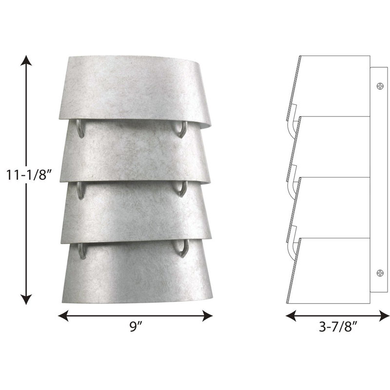 Silver Tiered Metal Direct Wired Wall Sconce