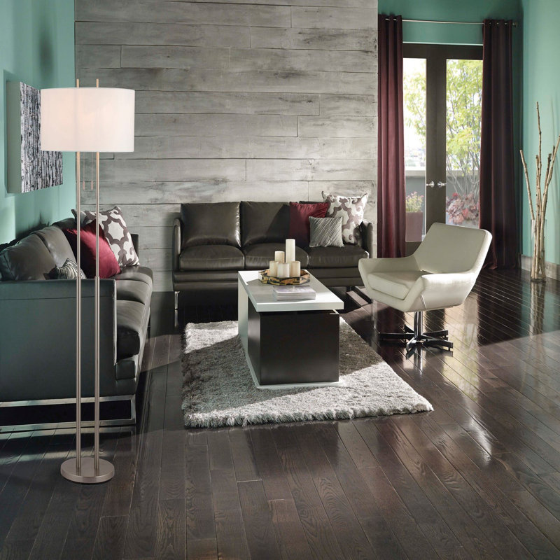 Baskett Amarilla 62" Floor Lamp, Satin Steel