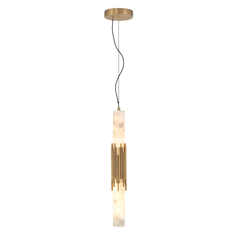 Venna, suspension, 23 po, laiton antique, albâtre, Laiton antique