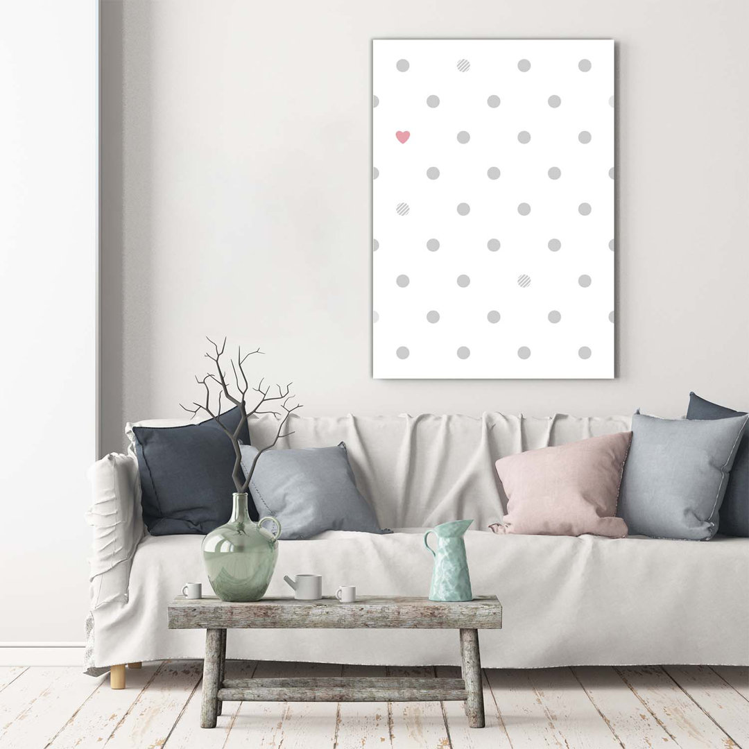 Dots And Hearts - Kunstdrucke auf Leinwand - Wrapped Canvas