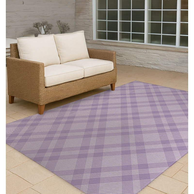 Tapis d'extérieur antidérapant Lily Tartan, Rectangle 5 pi x 7 pi