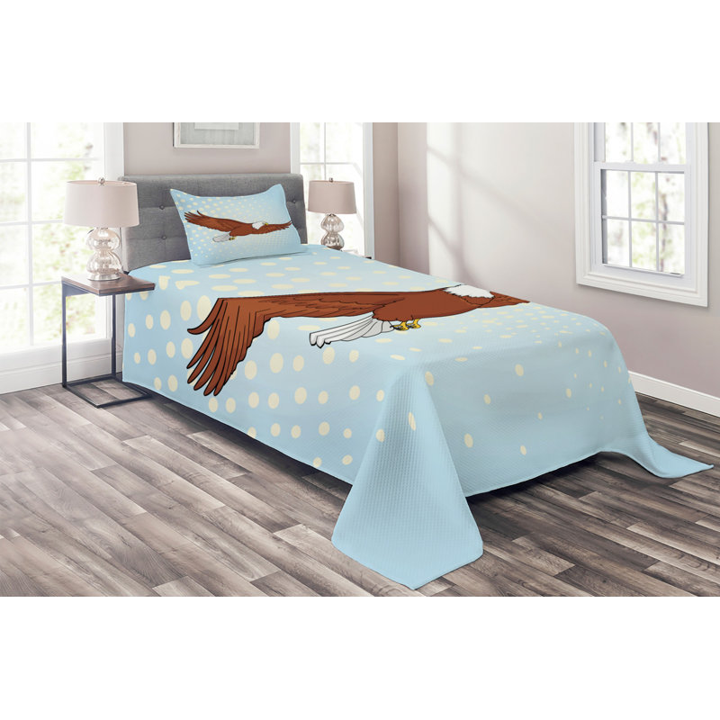Eagle Farmhouse / Country Polyester Coverlet, Twin Bedspread + 1 Sham