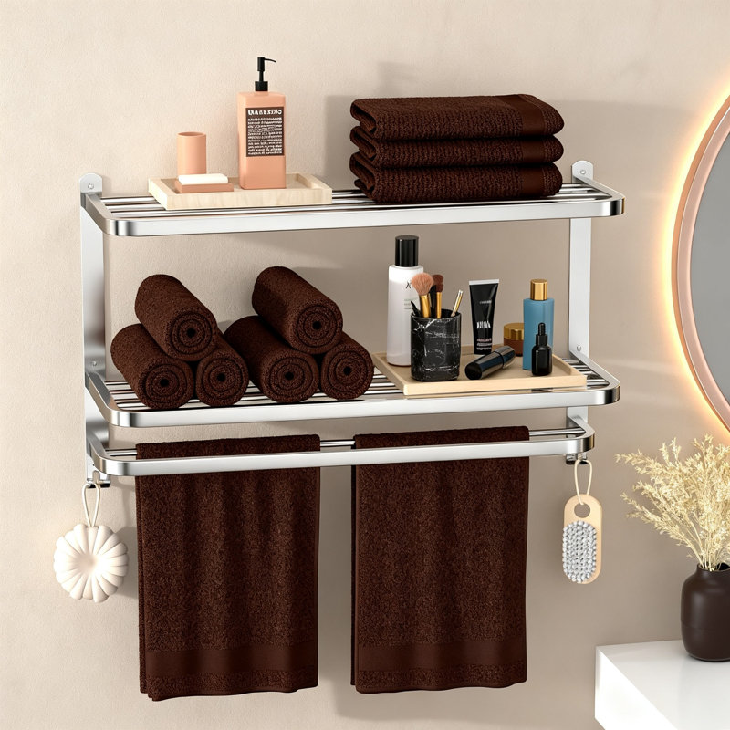 Porte-serviettes mural en acier inoxydable (argent)