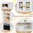 Play Kitchen for Kids, Wooden Toy with Stove That Lights/Sounds When Pan Detected, Includes Disinfection Cabinet, 2 Fabric Boxes & Stainless Cookware(white)-102487408