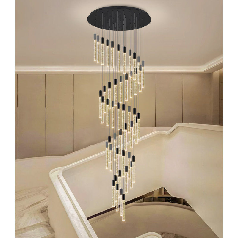 Lustre en cristal, Noir, 48, H 236 po x l 31,5 po x P 31,5 po