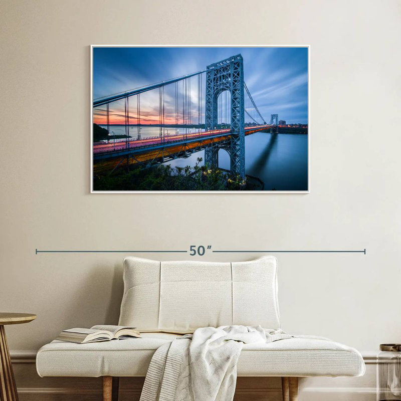 Pont George Washington à l'aube, Cadre flottant blanc, 40 po x 27 po