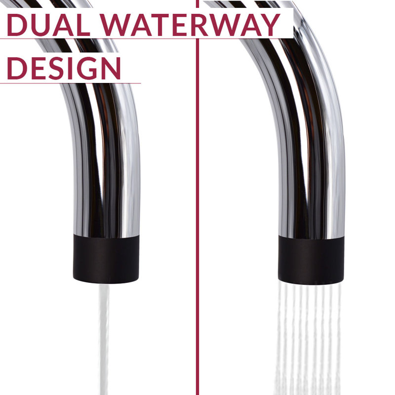 Polished Chrome and Matte Black 3-in-1 Kitchen Faucet with Instant Hot Water Tank