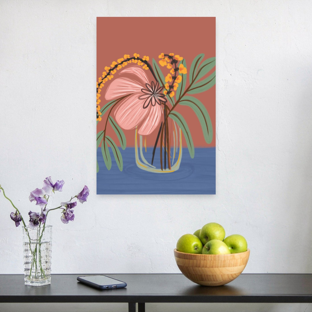 Blush Botanical Vase Abstract Colorful Minimalist Flower Nature Wall Art Print