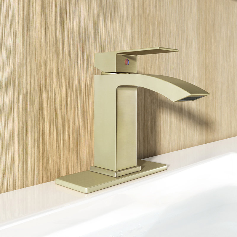 Single-handle Bathroom Faucet with Drain Assembly, Brushed Gold