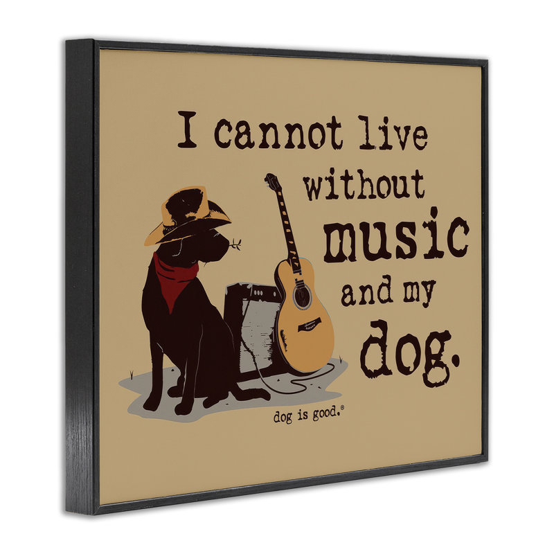 «Music & My Dog Giclee Art» par Dog Is Good, Giclée encadrée noir minuit, H 16 po x l 20 po
