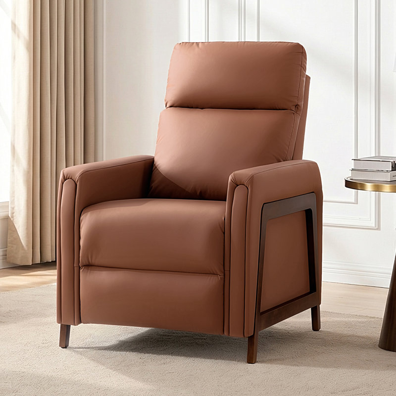 Fauteuil inclinable en cuir Mid-Century, Brun