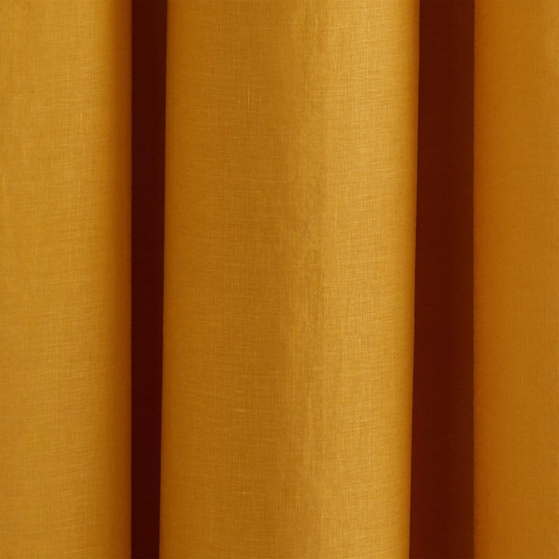 Linen Semi Sheer Curtain Single Panel, Ochre