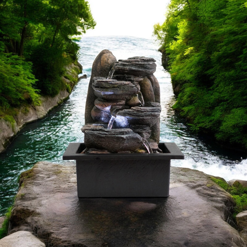 Bartonville Waterfall Fountain with Lights