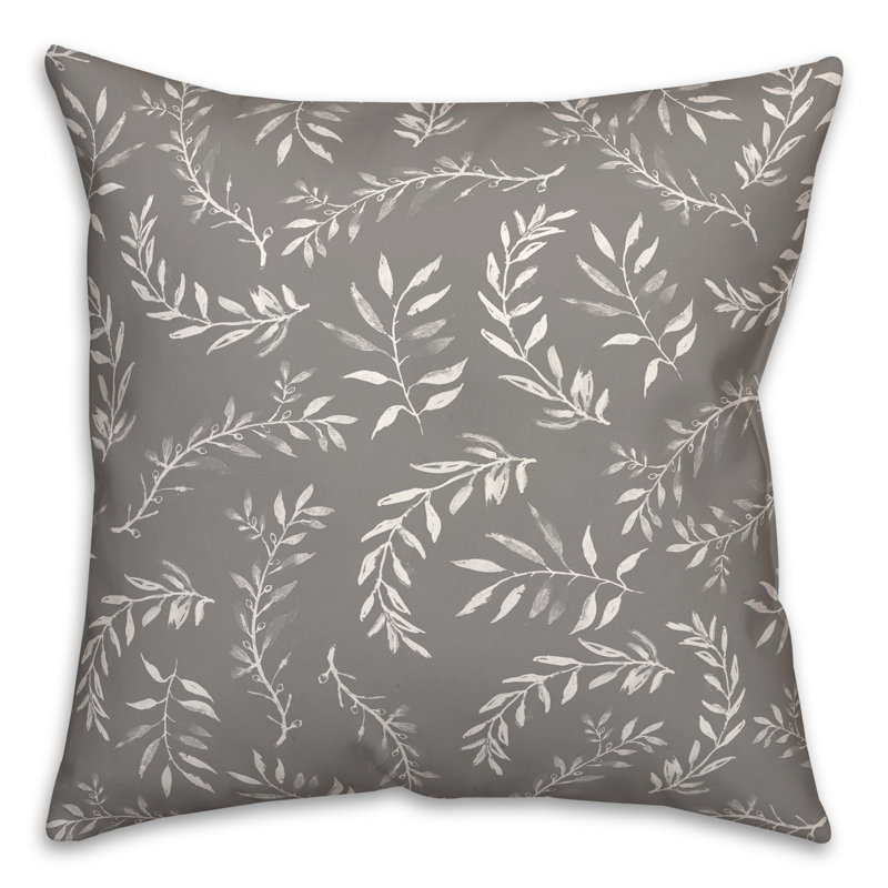  Coussin décoratif floral intérieur / extérieur en polyester, H 18 po x l 18 po, Gris