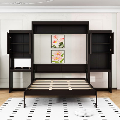 Queen Murphy Bed with Desk and Cabinets