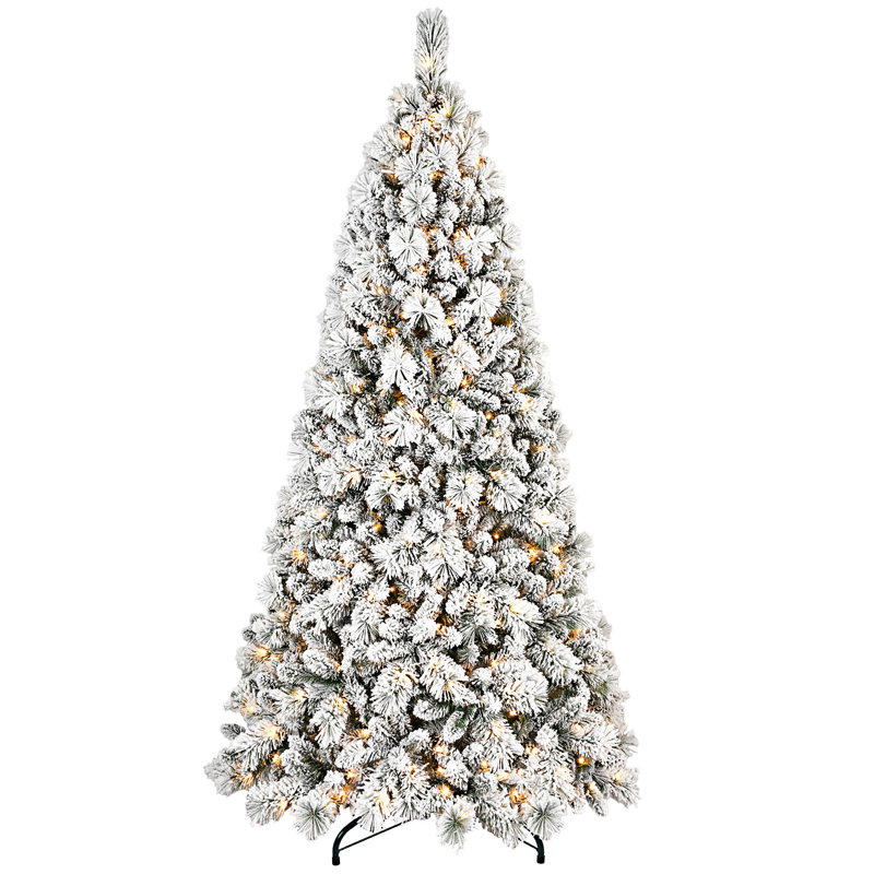 Arbre de Noël floqué avec support en métal, 8', Illuminée