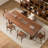 Light-walnut Rectangular Solid Wood Dining Table-280604671