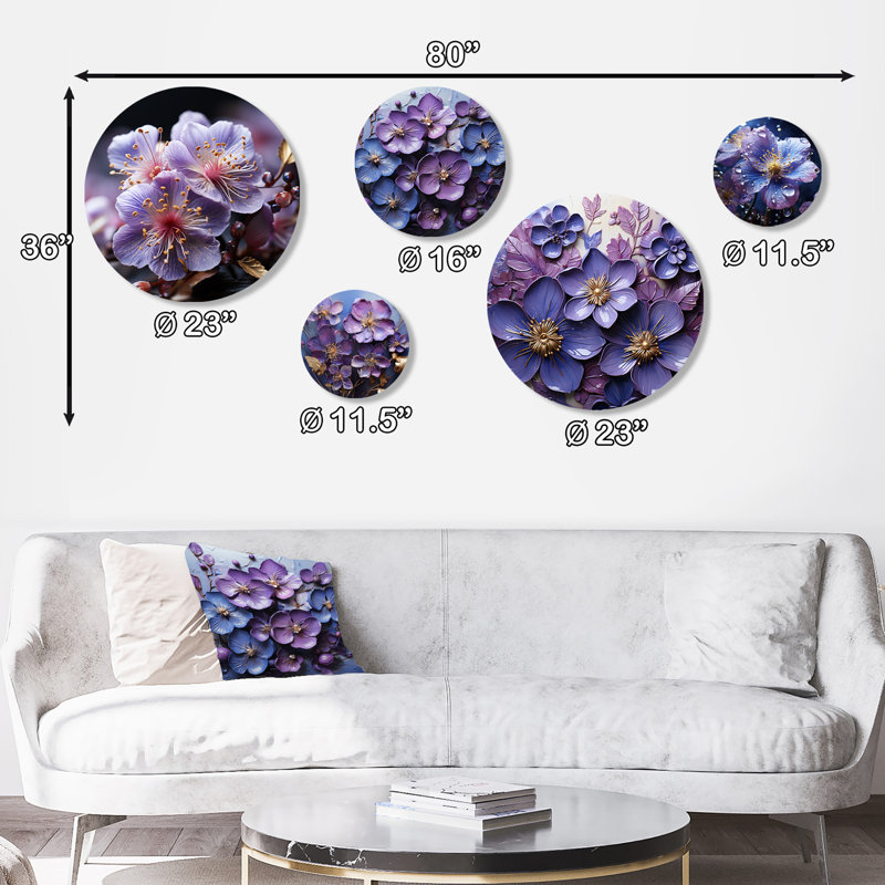 Ensemble d'art mural rond Harmony - Violets Violets