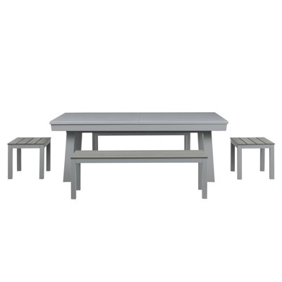 Oasis Outdoor/Indoor Slate Dining Pool Table w/ 4 Benches & Accessories