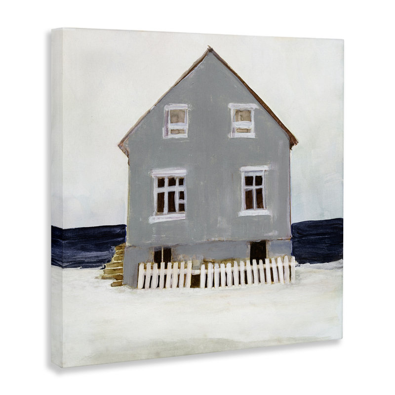 Hiver, plage, maison, paysage, côte fraîche, ligne, H 17 po x l 17 po