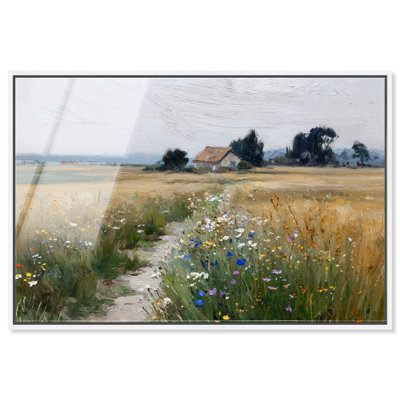 Path to the Homestead I Framed Acrylic Print Farmhouse Wall Art by Art Remedy, White Frame, 24 x 16