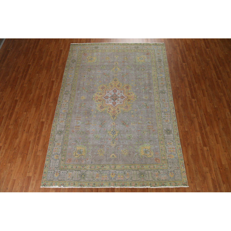 Sharyia One-of-a-Kind 7'6" X 10'11" 1950s Wool Area Rug in Grey