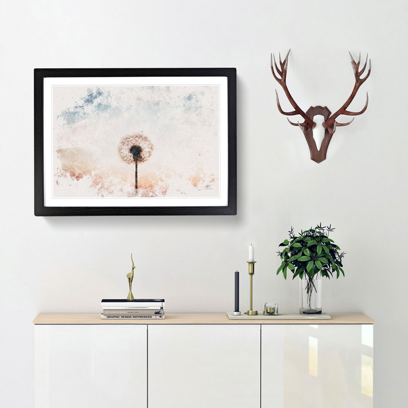Dandelion - Picture Frame Painting, 45cm H x 63cm W x 2cm D, Black Framed
