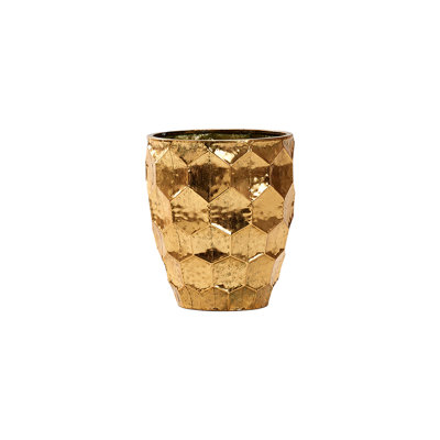 Medium Gold Metal Turtle Shell Planter