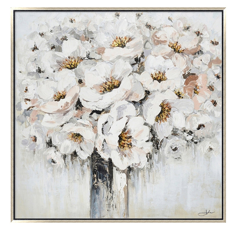 «White Bouquet in Vase» - Reproduction d'art sur toile flottante