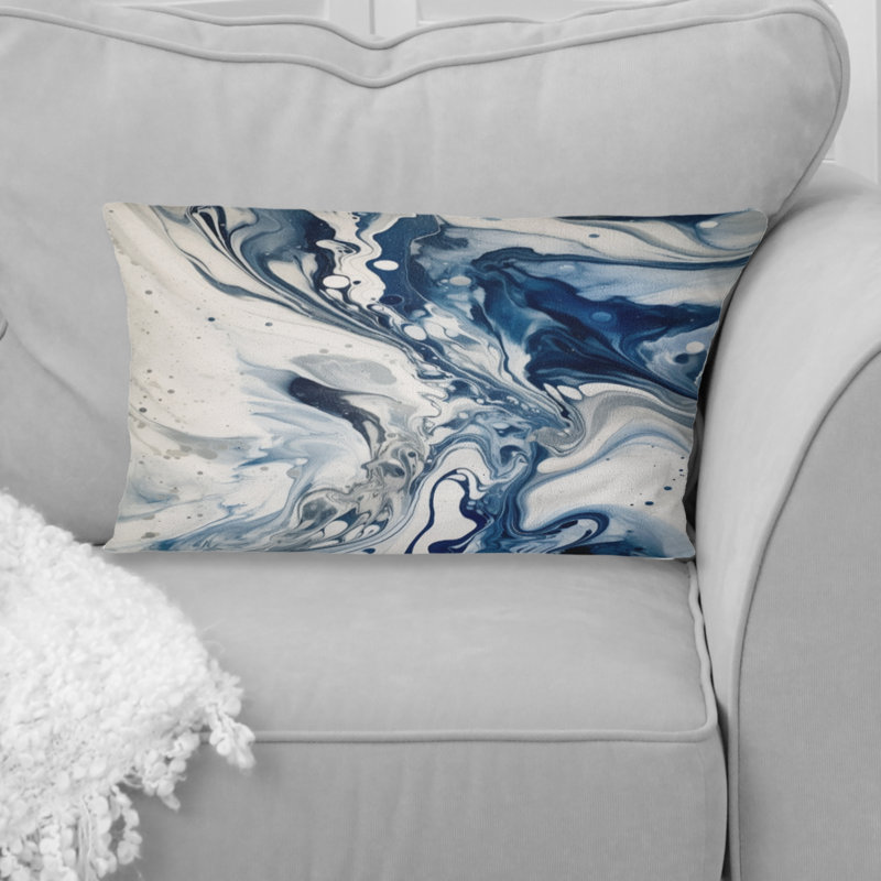 Blue And Grey Ethereal Elixir IV - Abstract Printed Throw Pillow