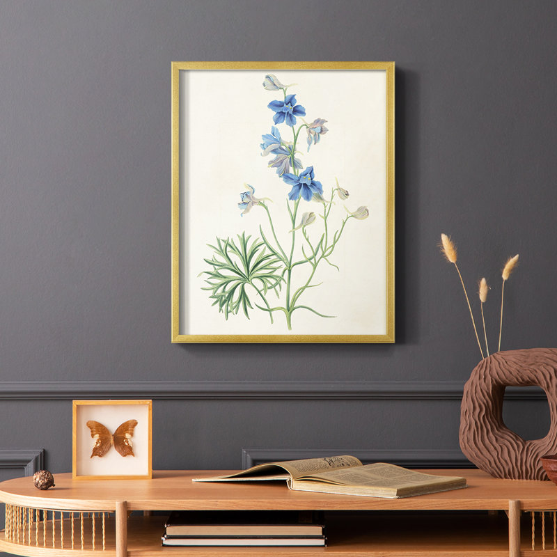 Fleurs des saisons II, reproduction encadrée - bois massif, Or, H 10 po x l 8 po