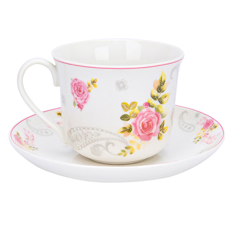 Classic Old English Rose Garden Pattern Large Bone China Teacup