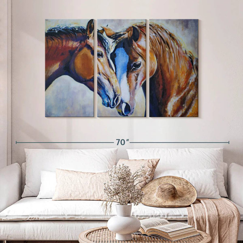 Two Affectionate Horses, 32" H x 50" W
