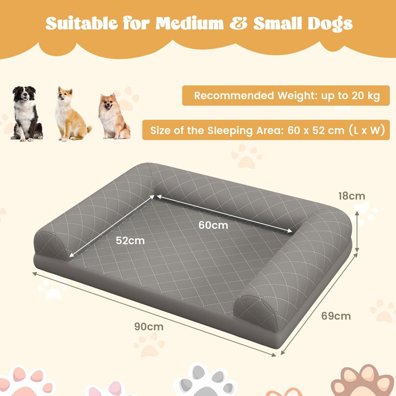 Davari Polyester Pet Bed, Grey