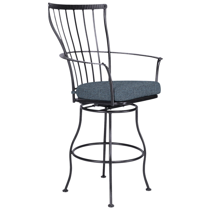 Monterra Outdoor Swivel Bar Stool, Graphite, Alcazar Redwood, 27.25''