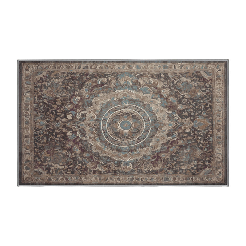 Machine Washable Gray Area Rug, Rectangle 7' x 10'