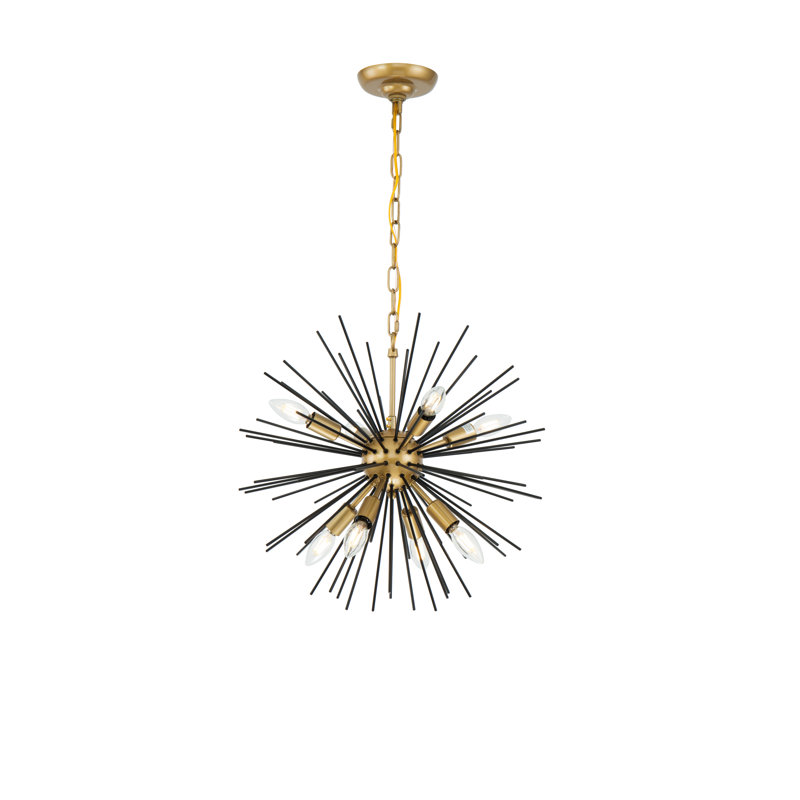 Sumler 8-Light Dimmable Sputnik Sphere Chandelier , Brass/Black, 18" H x 20" W x 20" D