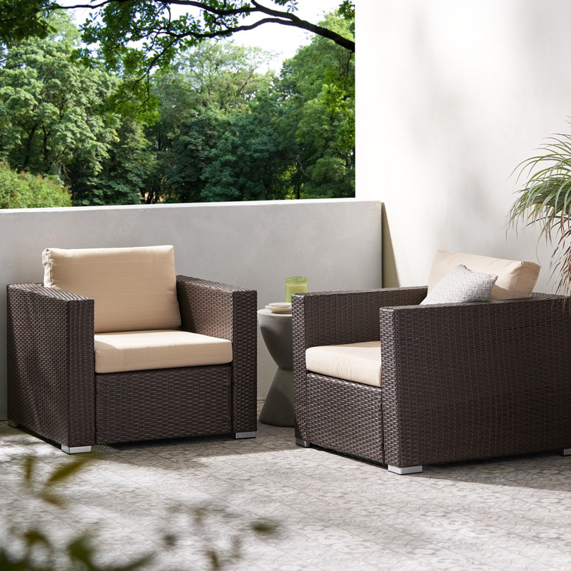 Chaise longue d'extérieur en osier Haryss, Beige
