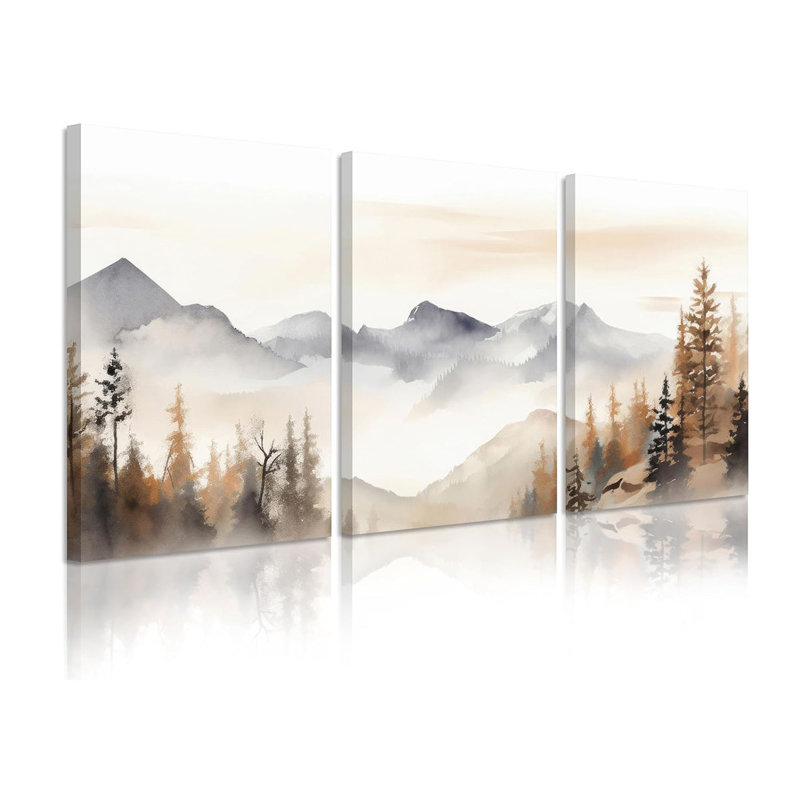 3 Piece Wrapped Canvas Print, 60 cm H x 120 cm W